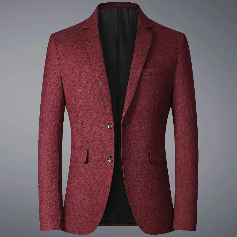 Hnzxzm New Blazers Men Solid Color Business Causal Mens Suits Coats Mens Blazers Two Buttons Flap Pocket Smart Casual Blazers for Men