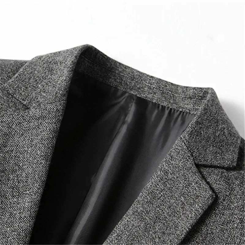 Hnzxzm New Blazers Men Solid Color Business Causal Mens Suits Coats Mens Blazers Two Buttons Flap Pocket Smart Casual Blazers for Men