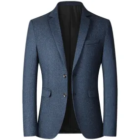 Hnzxzm New Blazers Men Solid Color Business Causal Mens Suits Coats Mens Blazers Two Buttons Flap Pocket Smart Casual Blazers for Men