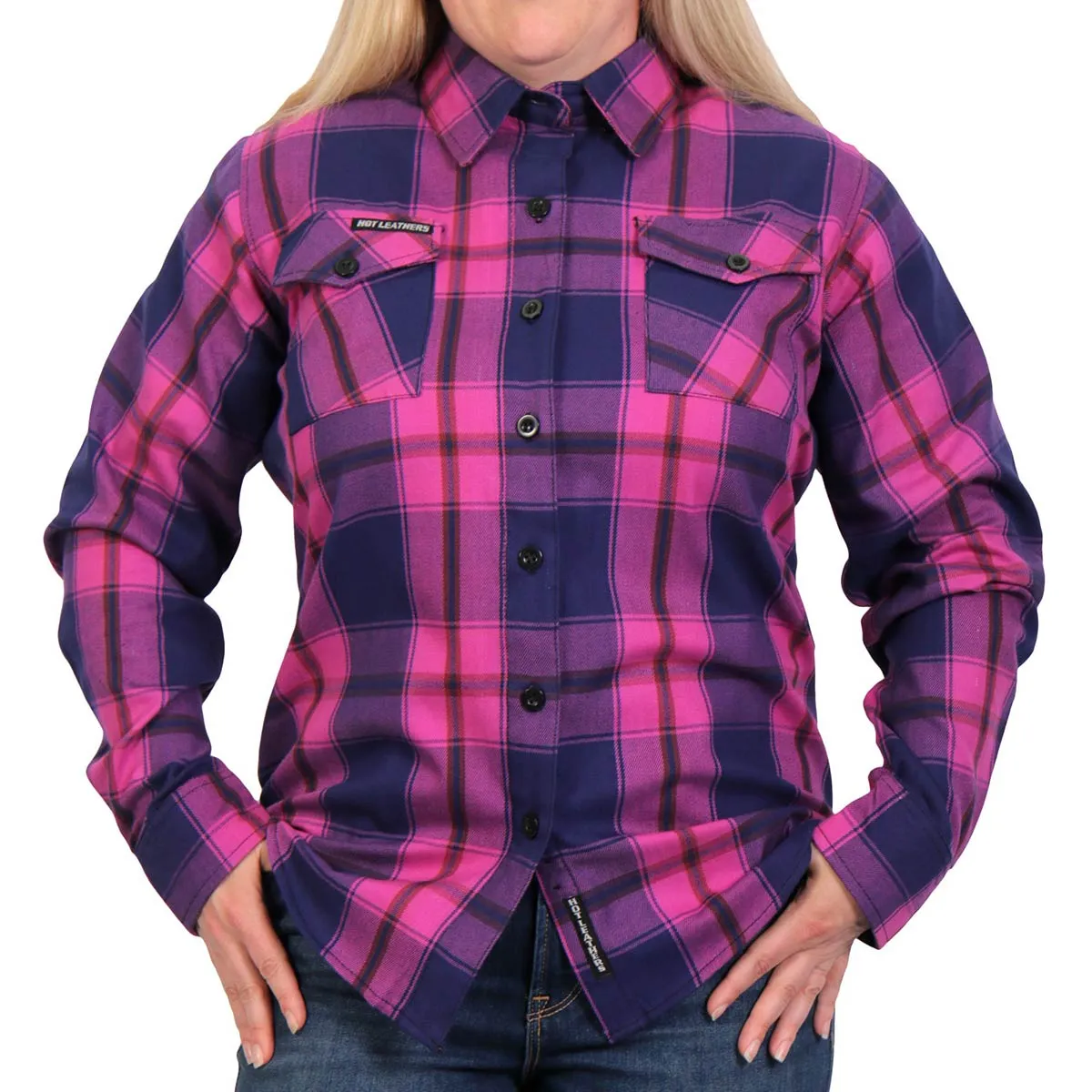 Hot Leathers FLL3011 Ladies Pink, Navy and Brown Long Sleeve Ladies