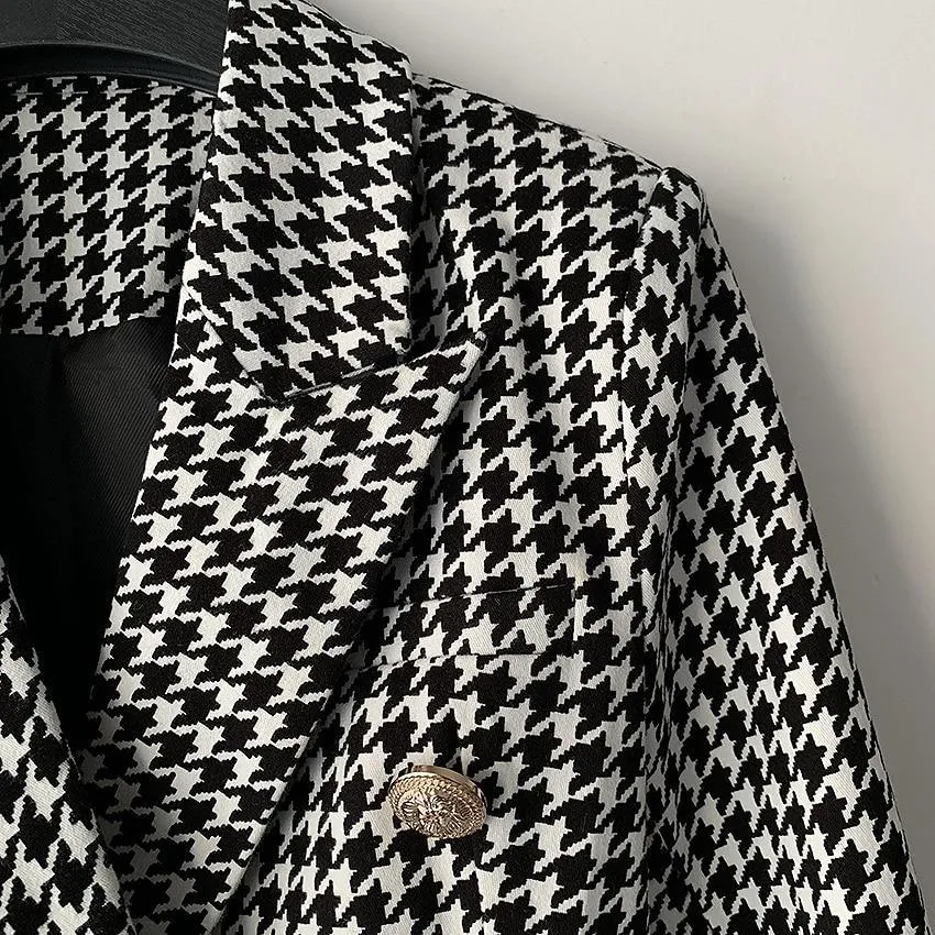 Houndstooth Blazer For Women