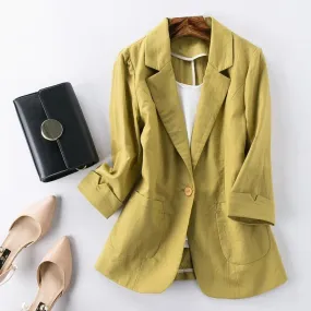 Ladies Candy-Color Linen Blazer