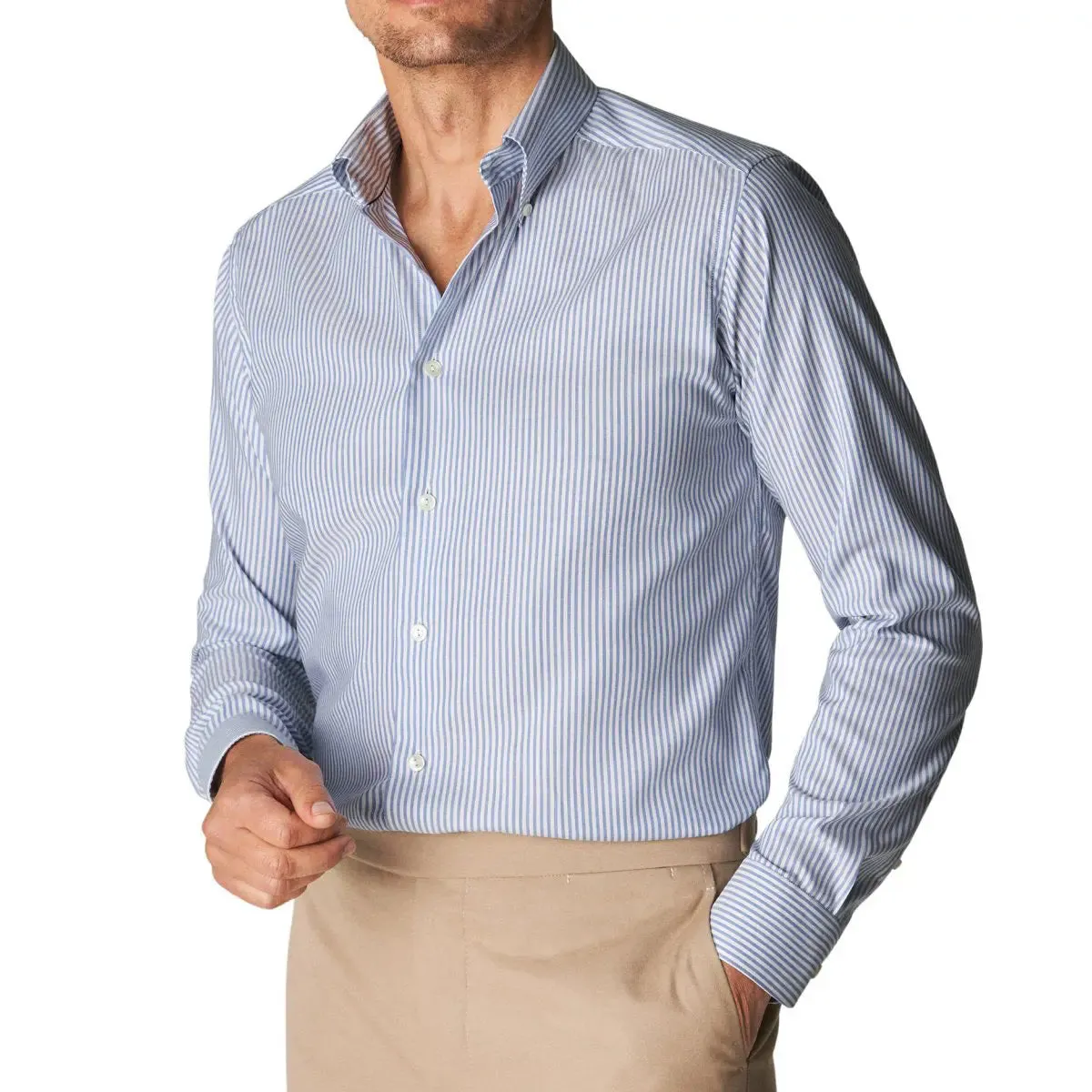 Light Blue Bengal Stripe Oxford Slim Fit Shirt