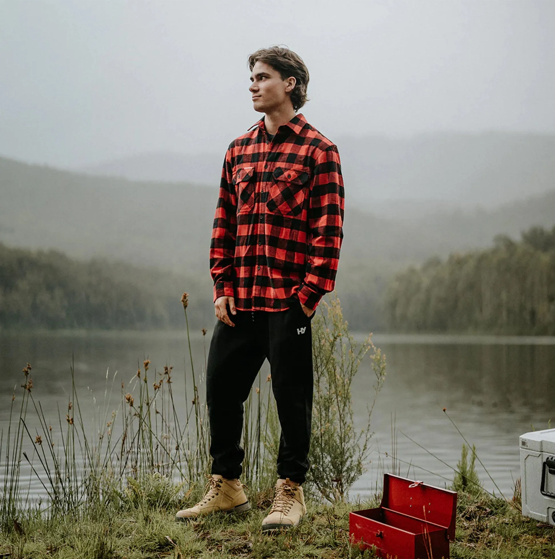 LONG SLEEVE CHECK FLANNEL Mens Shirts Red