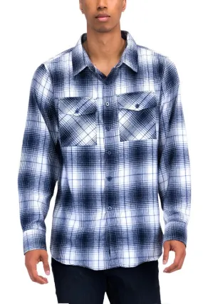 Mens Casual Fit Checker Plaid Flannel Long Sleeve Shirts