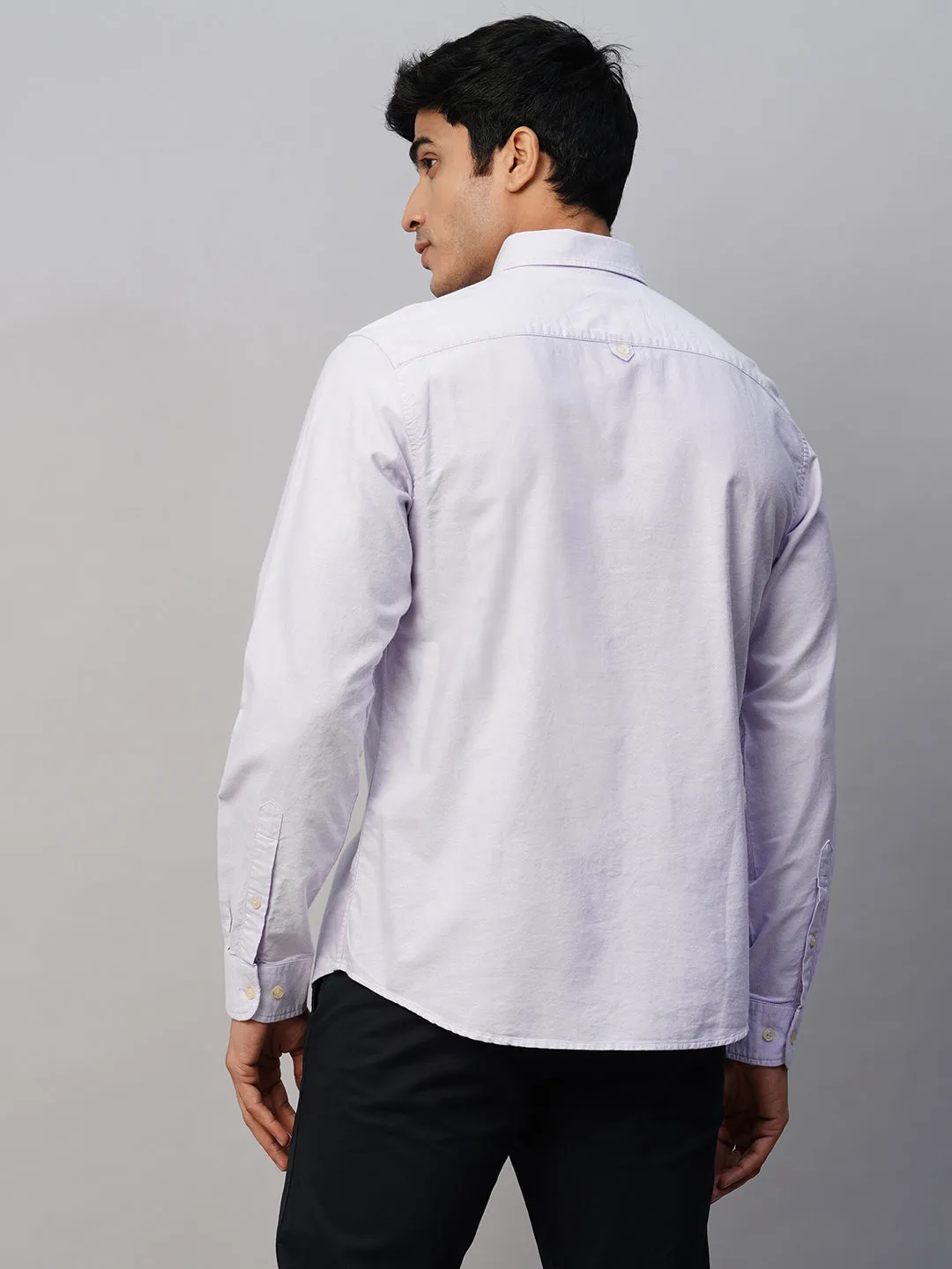 Men's Lilac Cotton Regular Fit Shirt