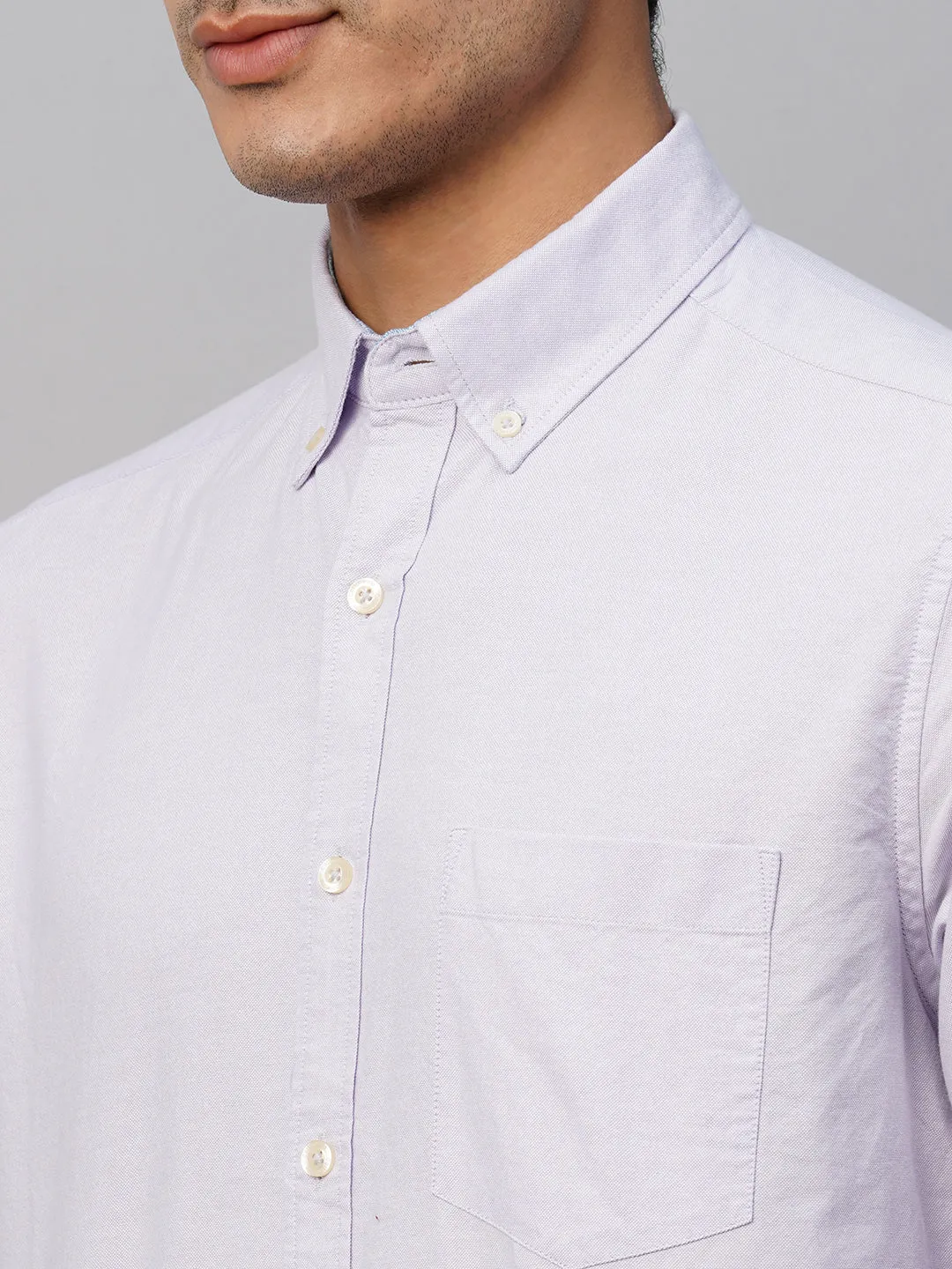 Men's Lilac Cotton Regular Fit Shirt