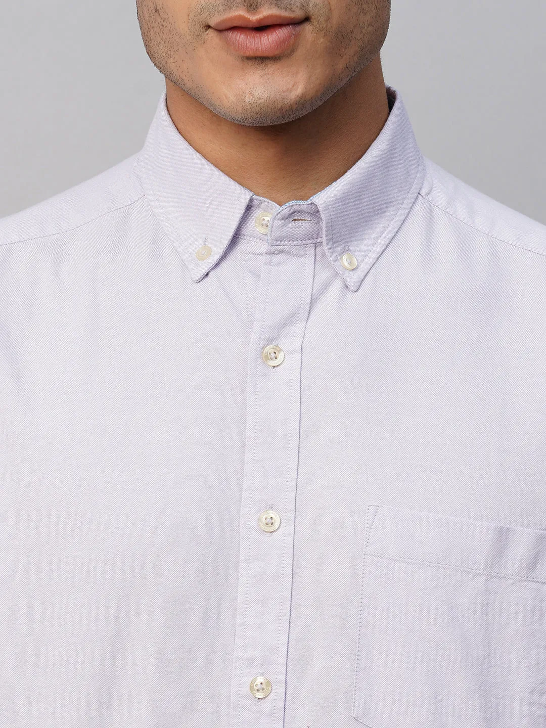 Men's Lilac Cotton Regular Fit Shirt