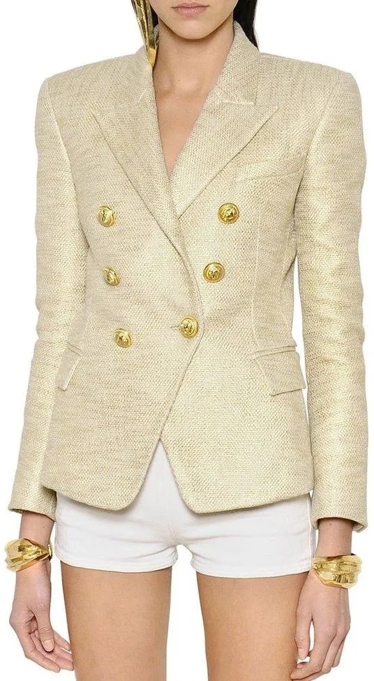 Metallic-Threaded Double Breasted Blazer