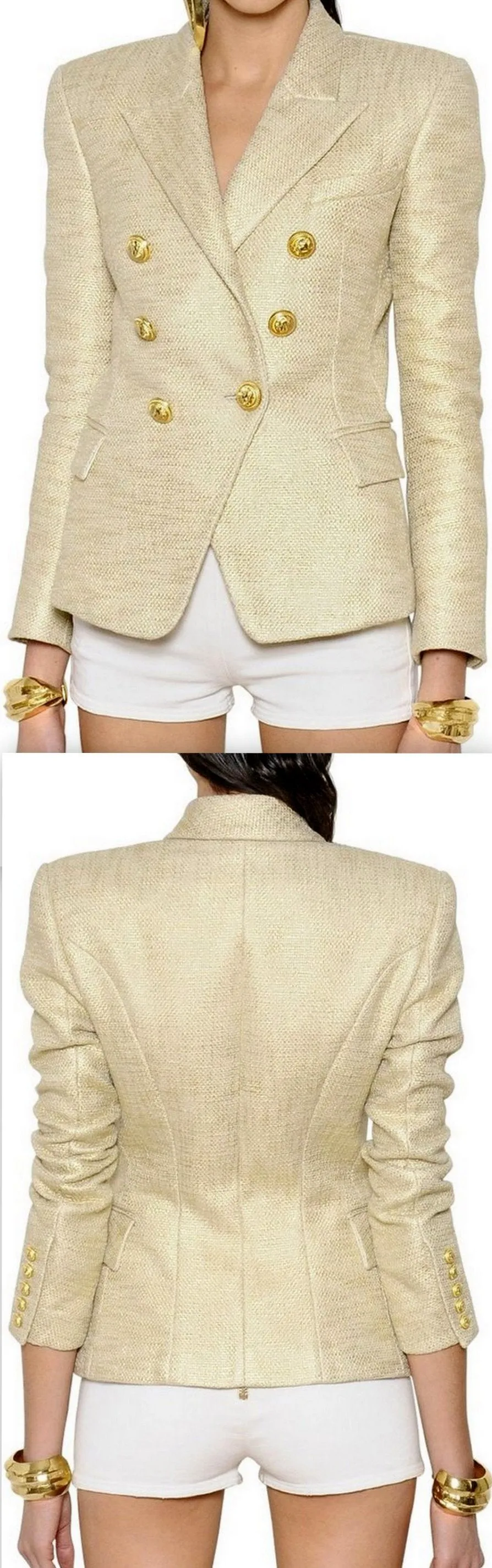 Metallic-Threaded Double Breasted Blazer