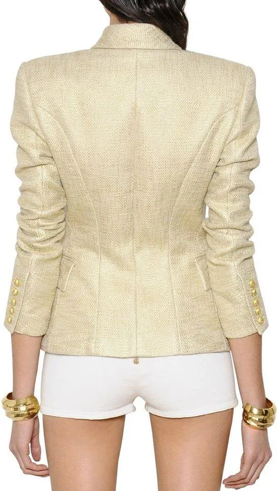 Metallic-Threaded Double Breasted Blazer