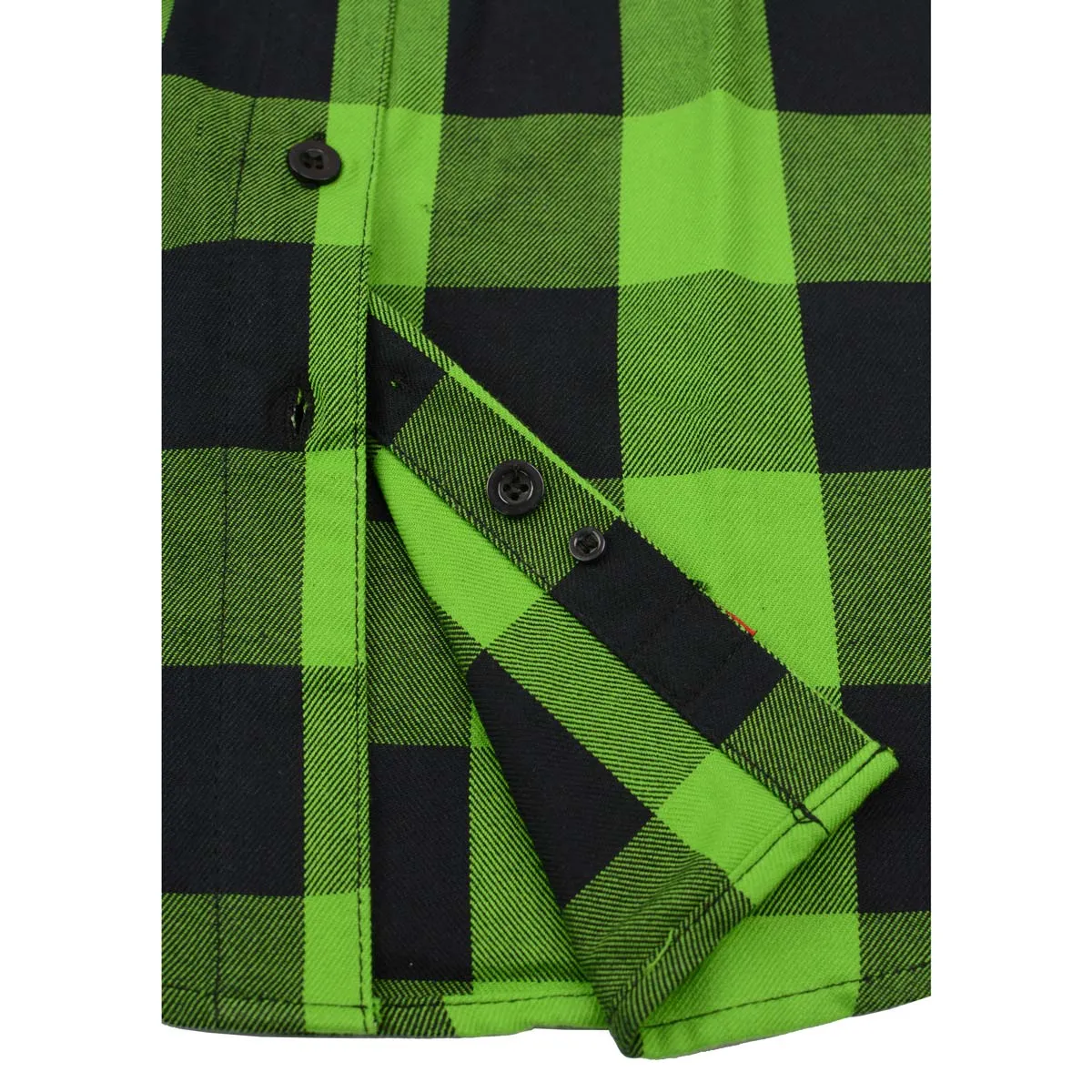 Milwaukee Leather MNG21606 Women's Lime Green and Black Long Sleeve Cotton Casual Flannel Shirt