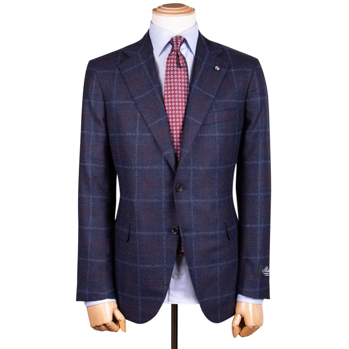 Navy Check 'Natural Soft' Wool & Cashmere Jacket