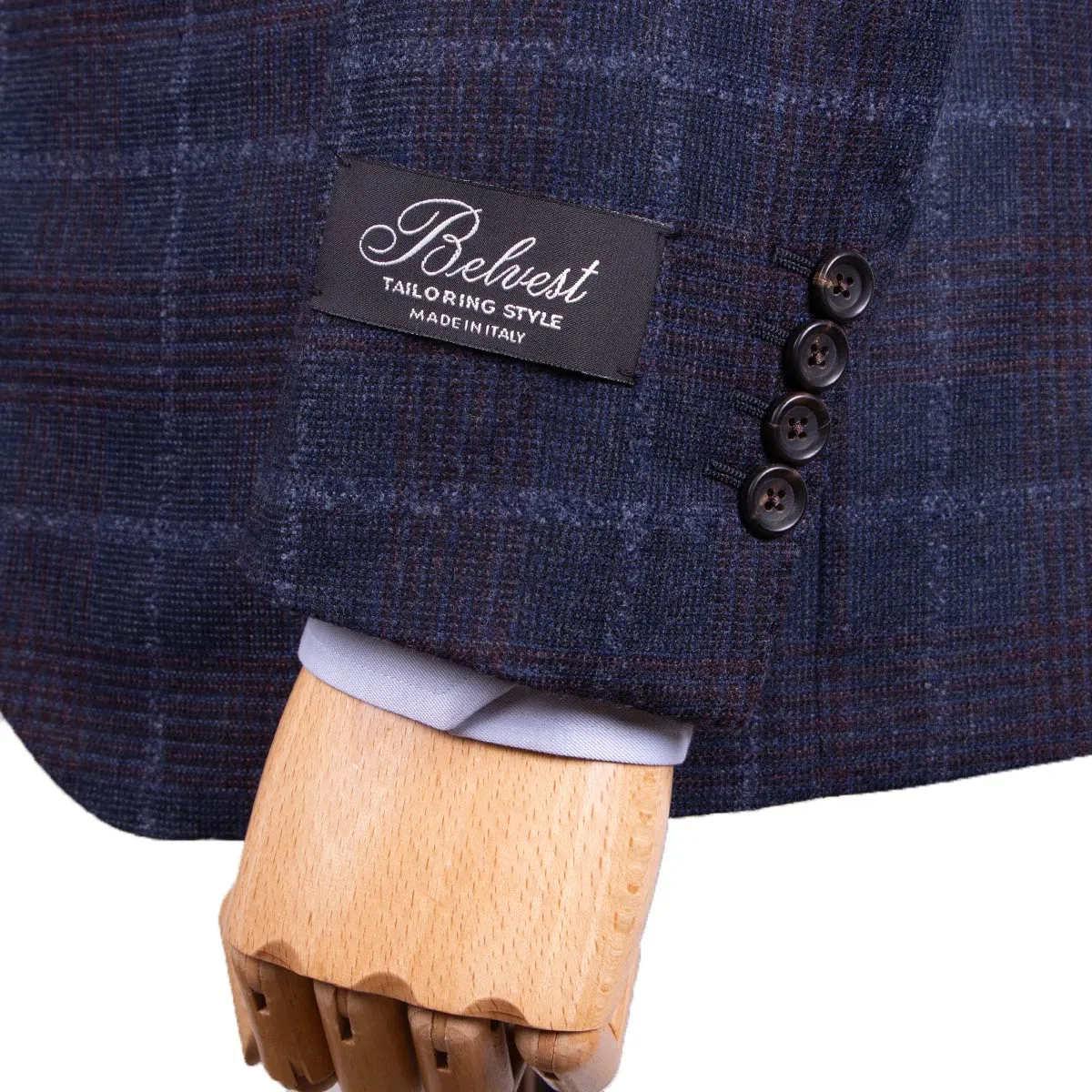 Navy Check 'Natural Soft' Wool & Cashmere Jacket