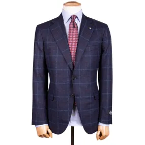 Navy Check 'Natural Soft' Wool & Cashmere Jacket