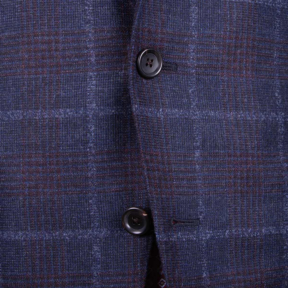 Navy Check 'Natural Soft' Wool & Cashmere Jacket