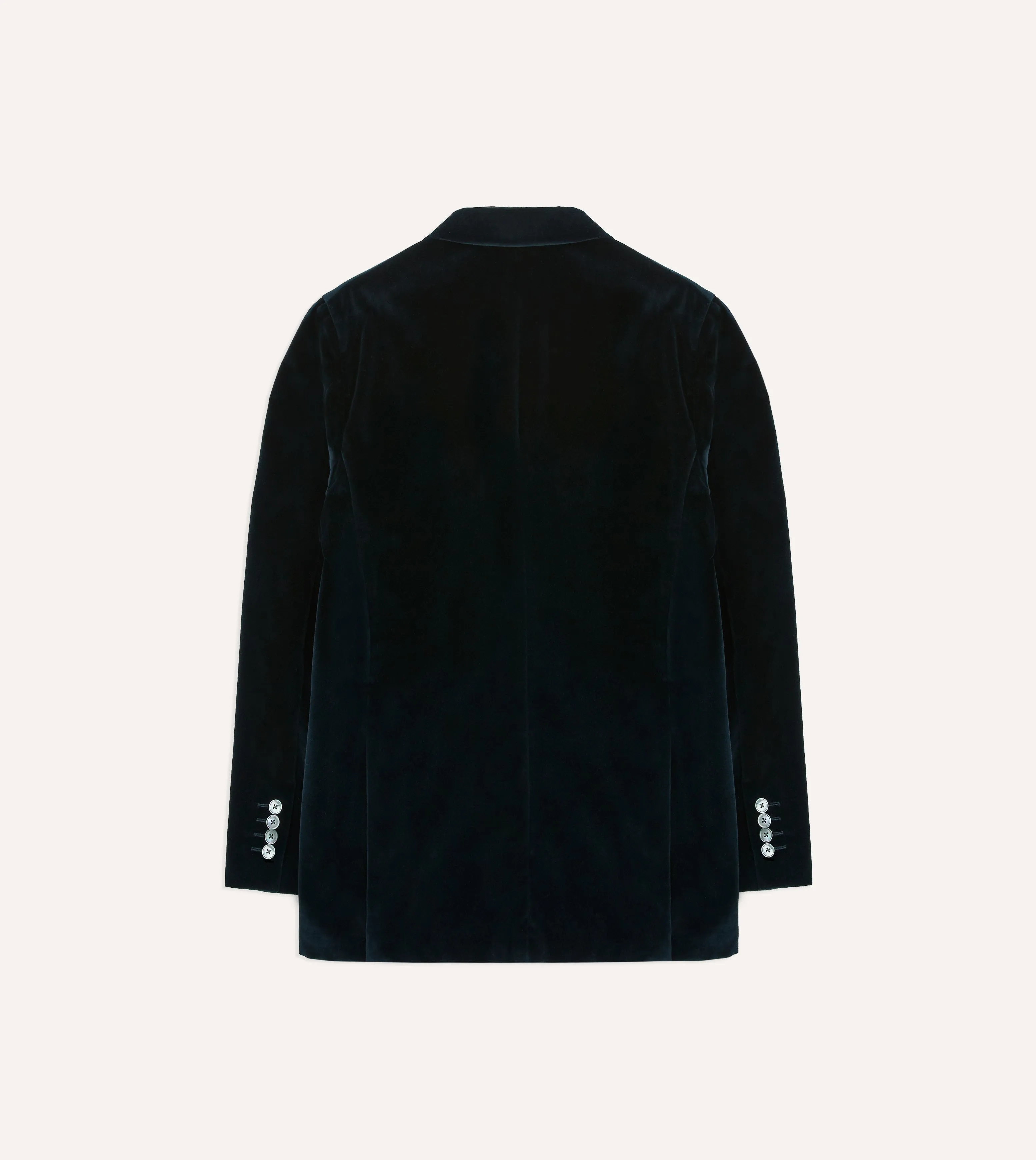 Navy Velvet Double-Breasted Tailored Jacket