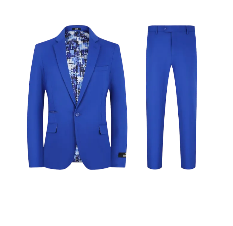 New York Royal Blue Men's Slim-Fit Suit Stretch Material Slim Pants