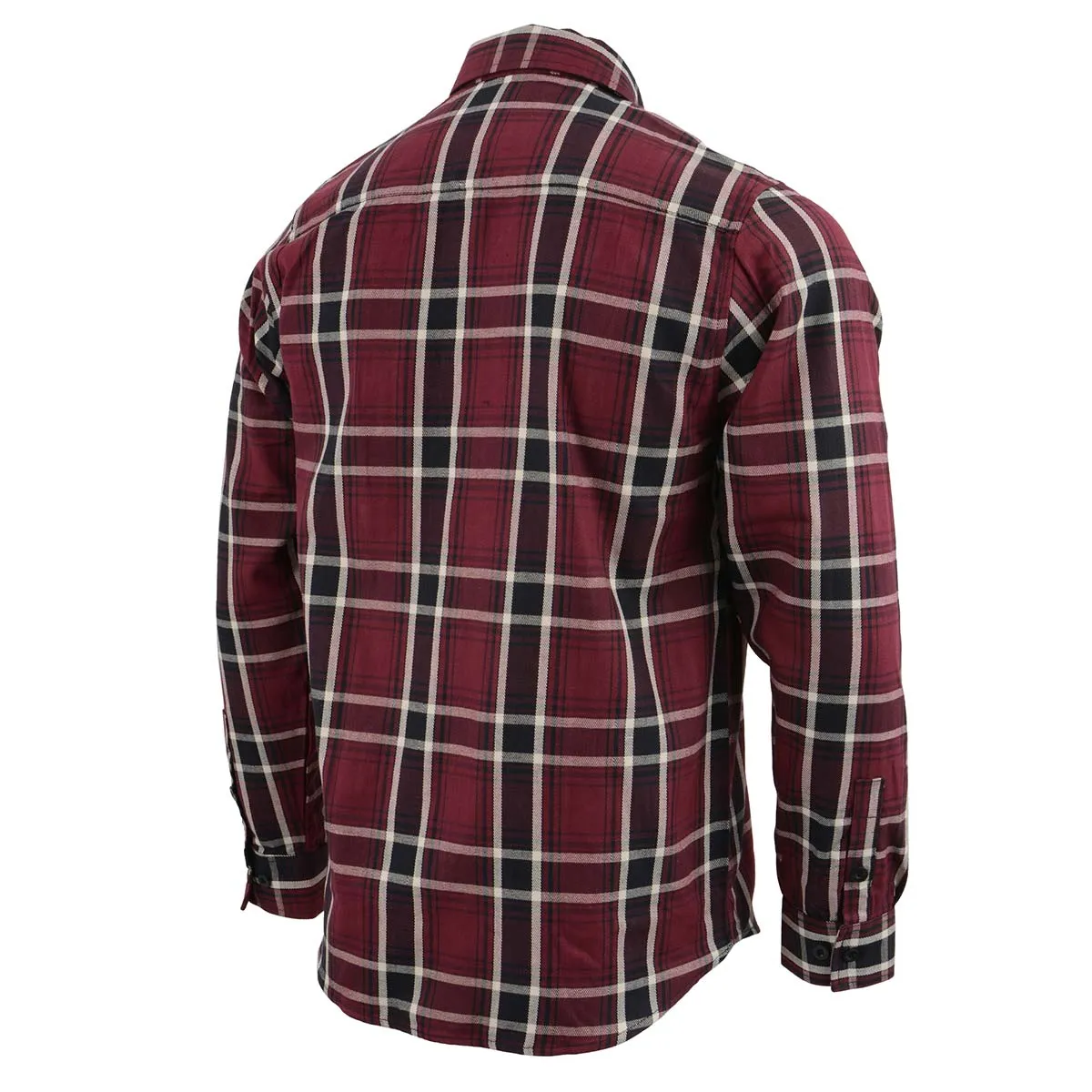 NexGen MNG11640 Men's Maroon with Black and White Long Sleeve Cotton Flannel Shirt