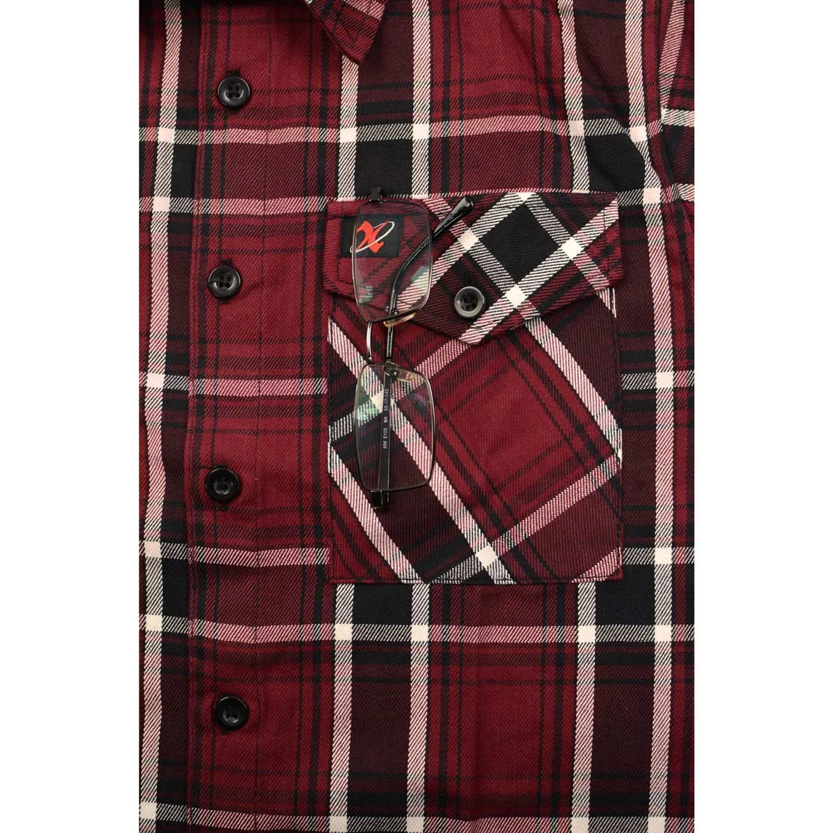 NexGen MNG11640 Men's Maroon with Black and White Long Sleeve Cotton Flannel Shirt