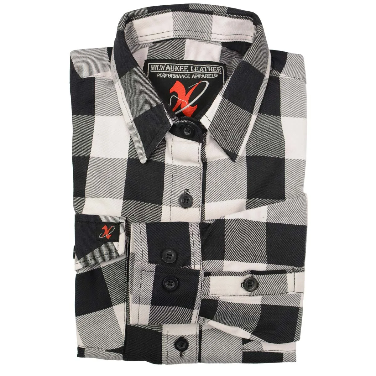 NexGen MNG21633 Women's Black and White Long Sleeve Cotton Flannel Shirt