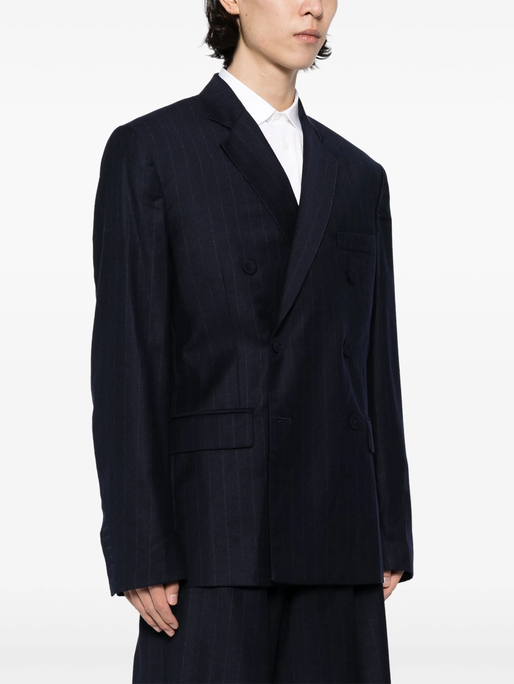 NOTCHED DOUBLE BRESTED PINSTRIPES BLAZER