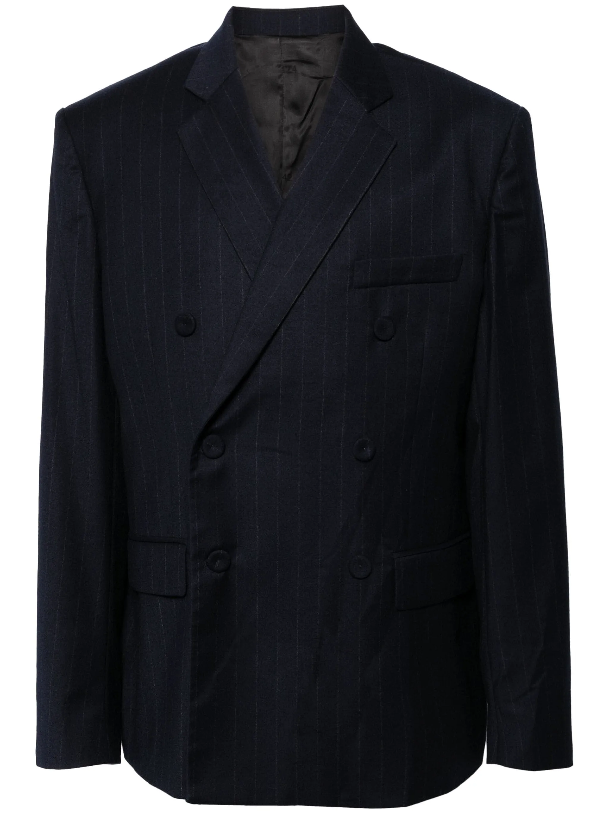 NOTCHED DOUBLE BRESTED PINSTRIPES BLAZER