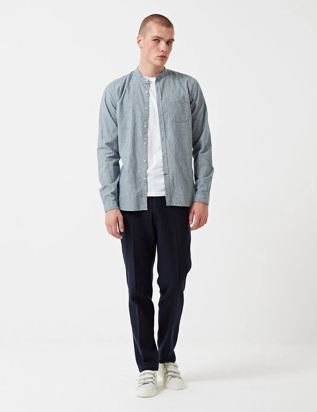 Oliver Spencer Grandad Shirt - Isley Indigo