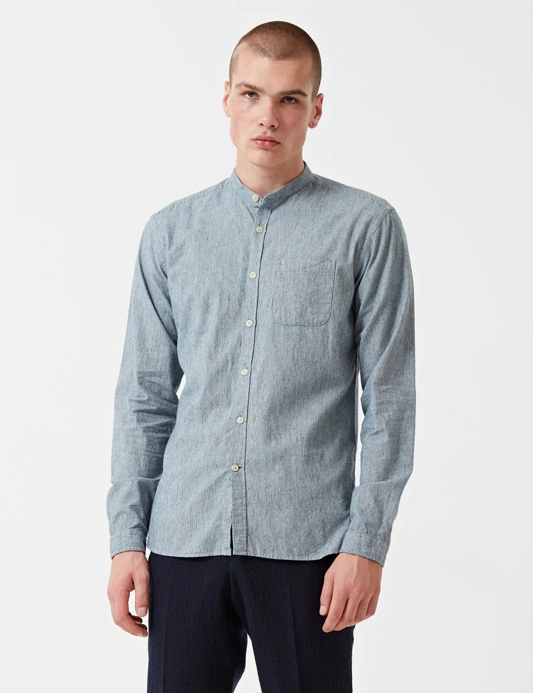 Oliver Spencer Grandad Shirt - Isley Indigo