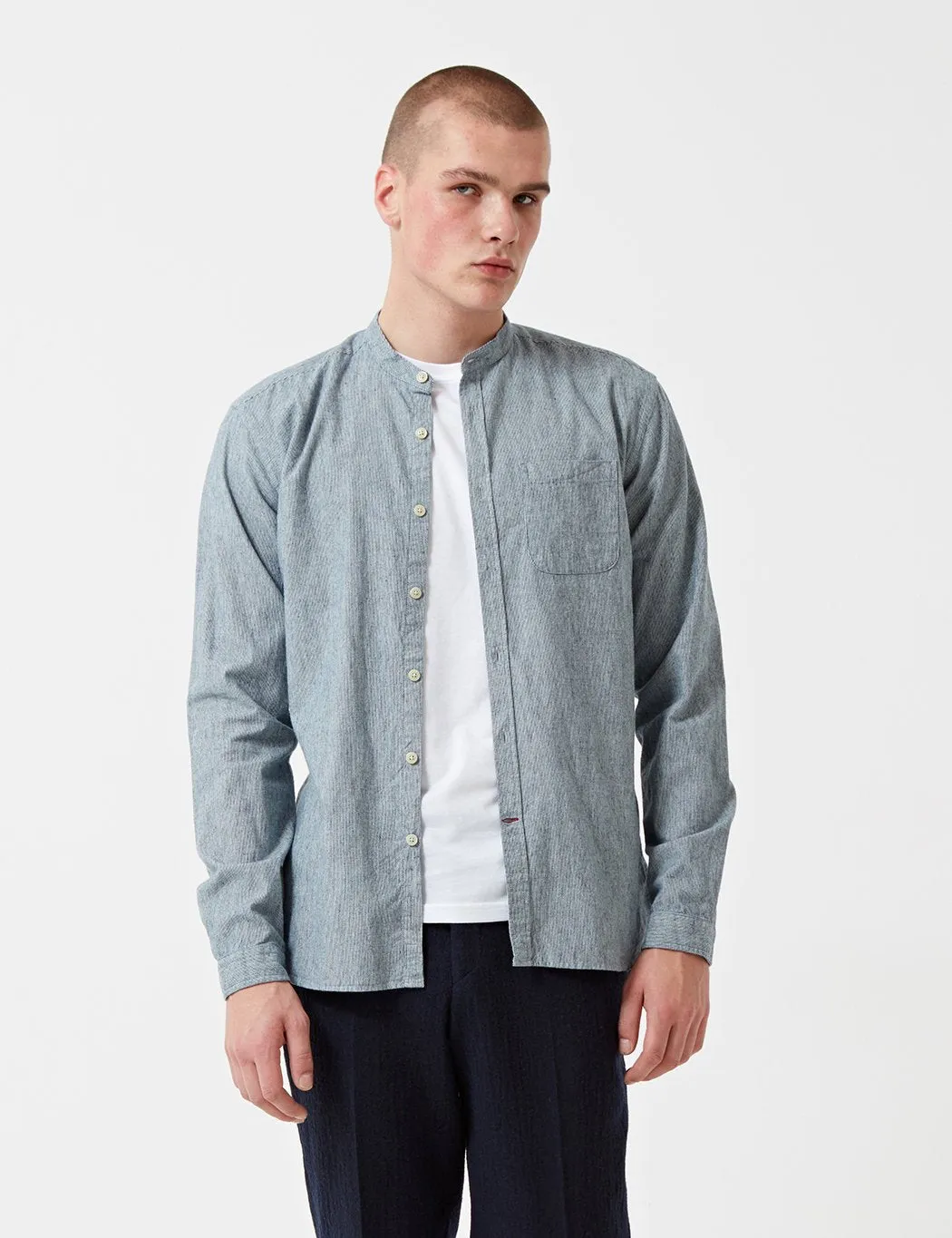 Oliver Spencer Grandad Shirt - Isley Indigo