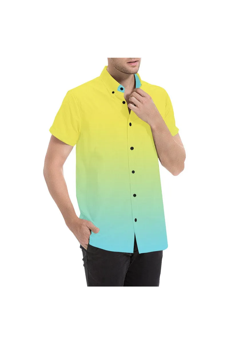 Ombre Summer Yellow to Sky Blue Men's All Over Print Short Sleeve Shirt (Model T53)