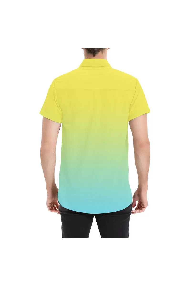 Ombre Summer Yellow to Sky Blue Men's All Over Print Short Sleeve Shirt (Model T53)