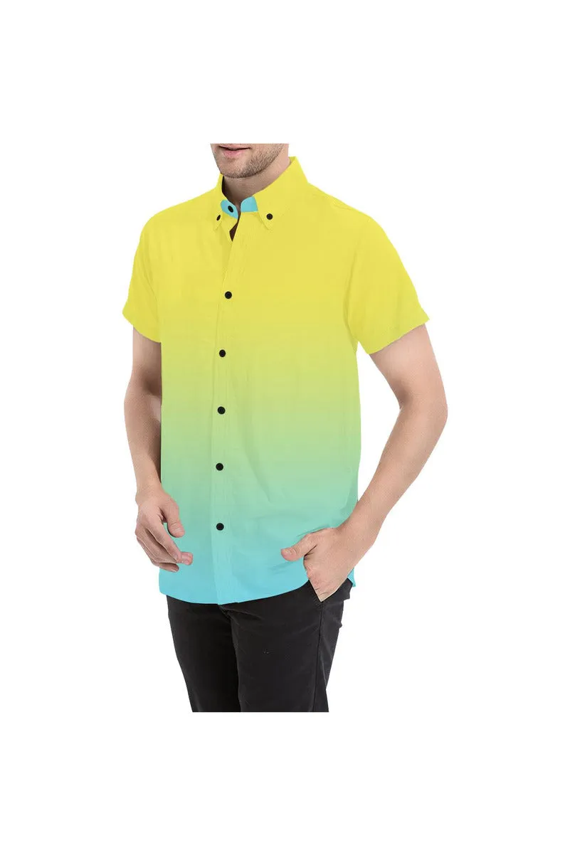 Ombre Summer Yellow to Sky Blue Men's All Over Print Short Sleeve Shirt (Model T53)