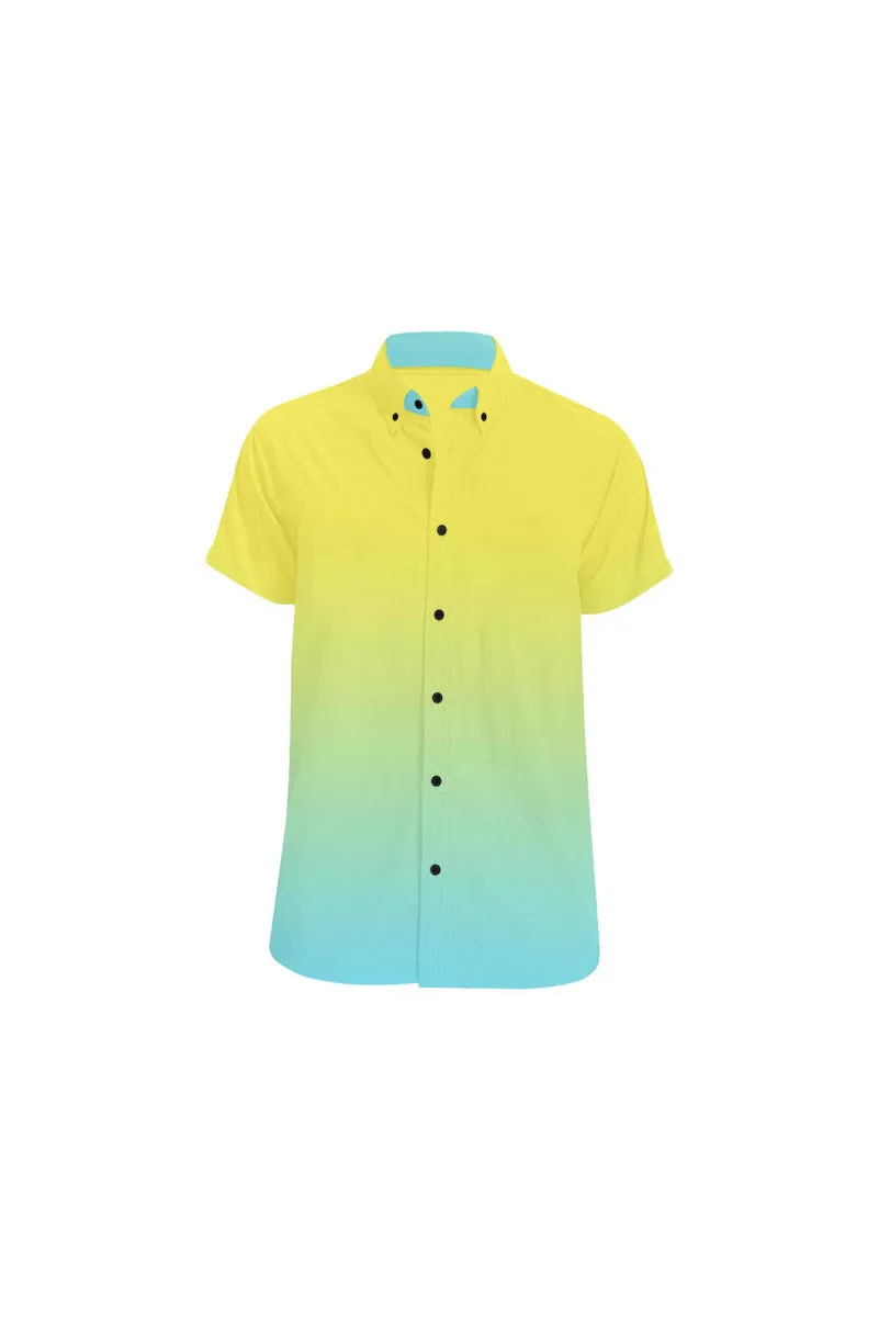 Ombre Summer Yellow to Sky Blue Men's All Over Print Short Sleeve Shirt (Model T53)