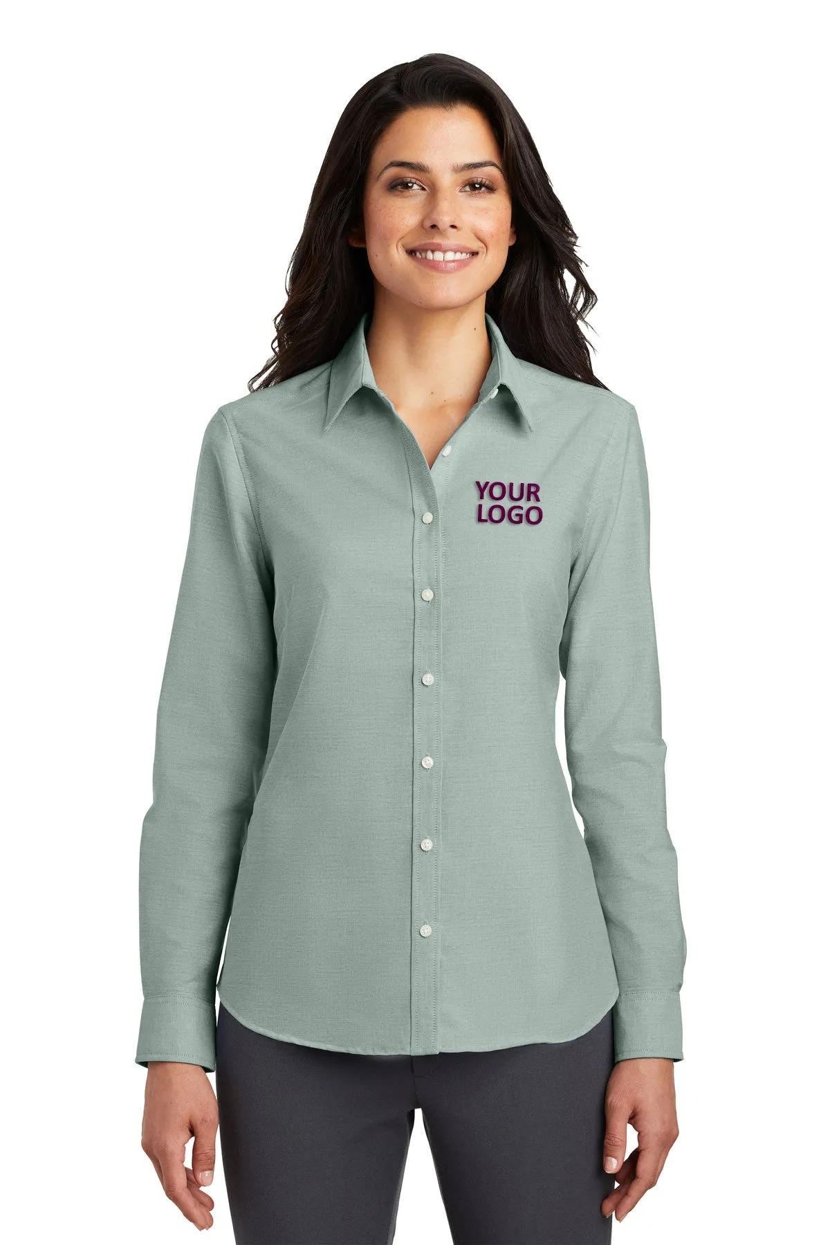 Port Authority Ladies SuperPro Custom Oxford Shirts, Green