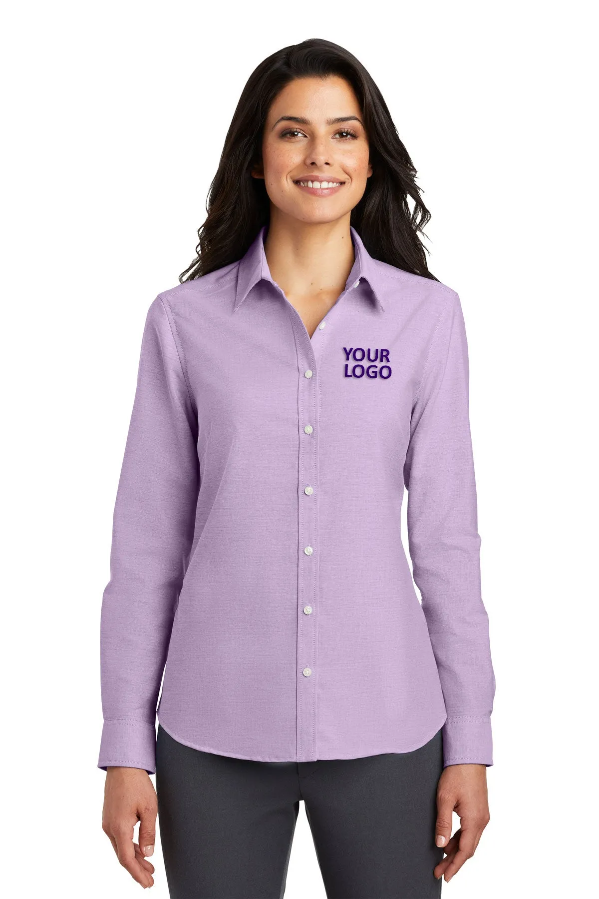 Port Authority Ladies SuperPro Custom Oxford Shirts, Soft Purple