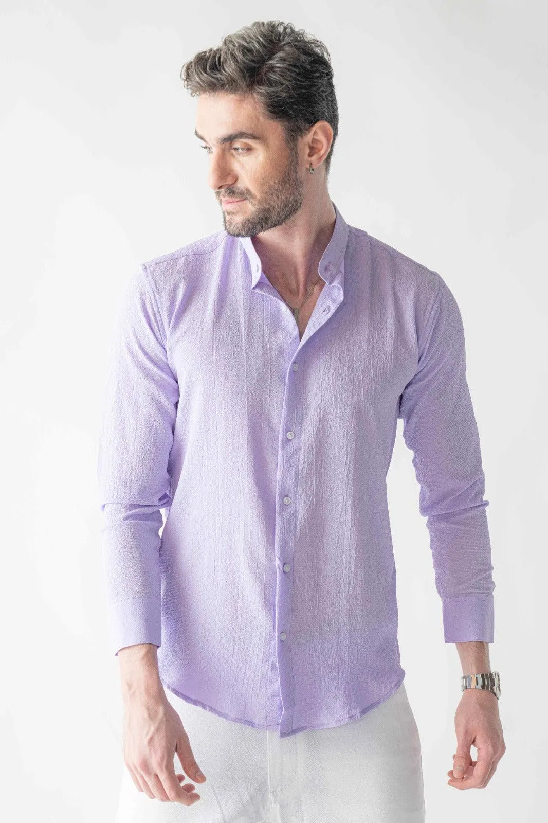 Ripple button up Lilac Shirt