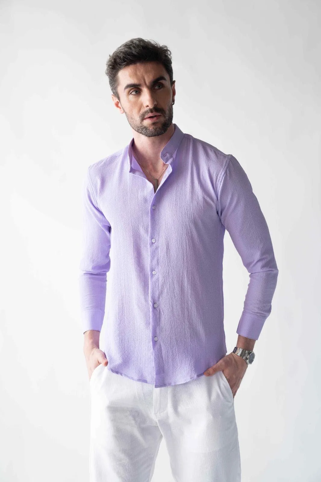 Ripple button up Lilac Shirt