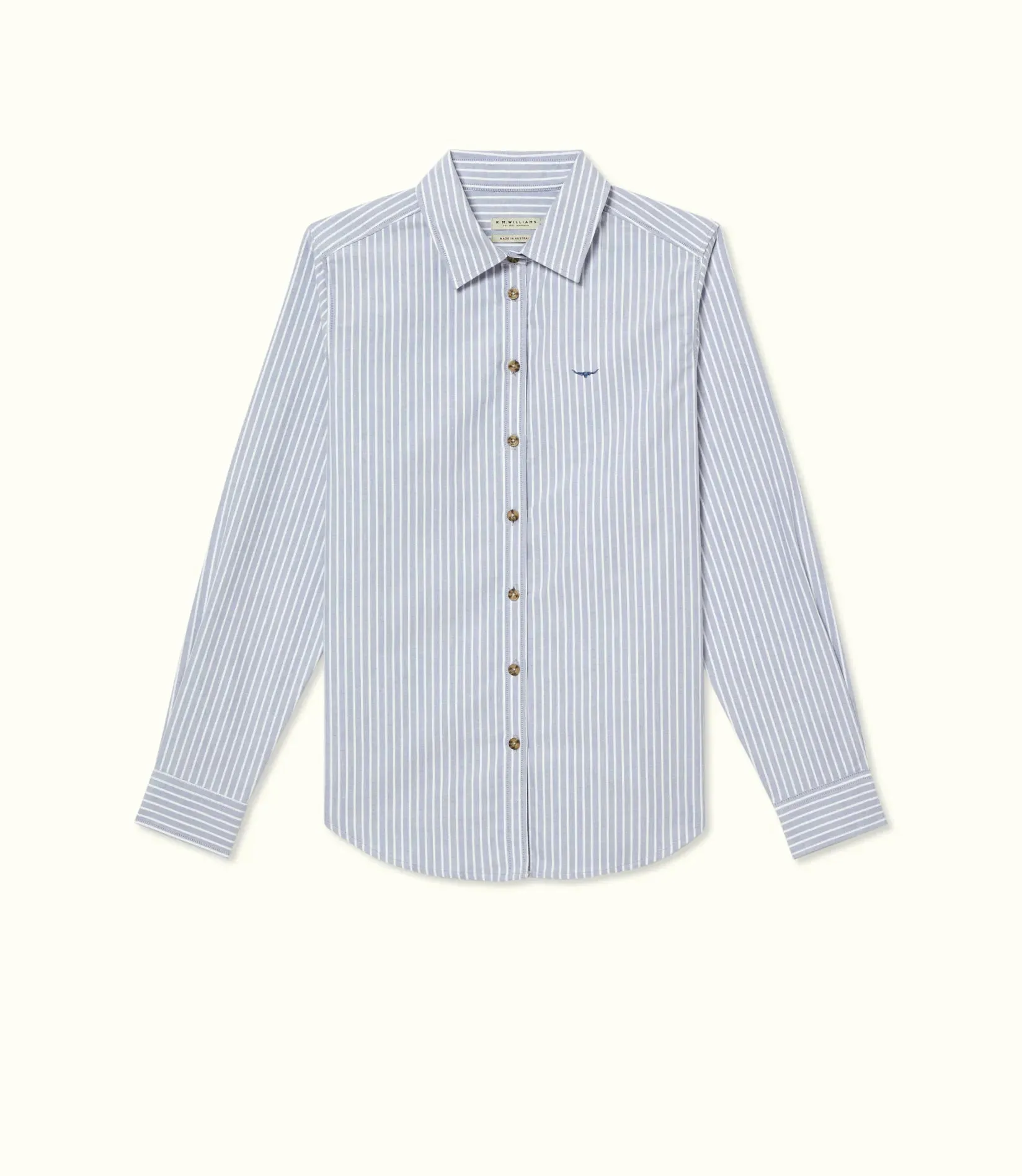 R.M.Williams - Olney Riding Shirt - Stripe - Blue & White