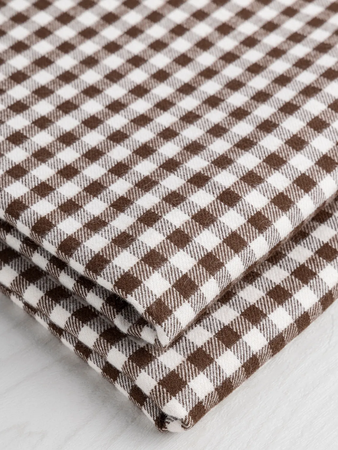 Shepherd Check Organic Cotton Flannel Twill - Brown   Cream