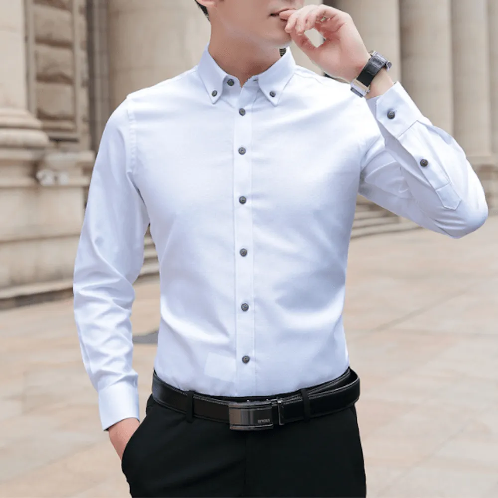 Slim Fit Oxford Long Sleeve Shirt for Men