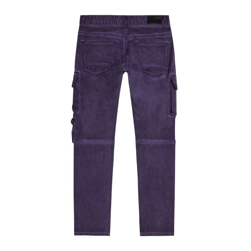 Slim Tapered Overspray Utility Pants - Purple