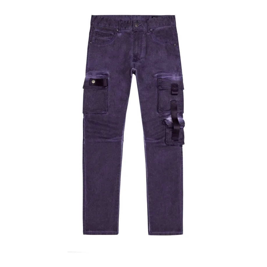 Slim Tapered Overspray Utility Pants - Purple