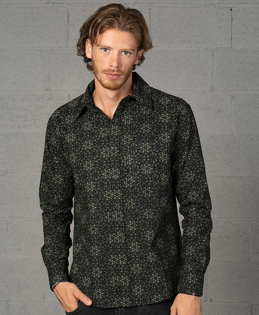 SOL - Seed Of Life  - "Hempi" LS Button Up - Black