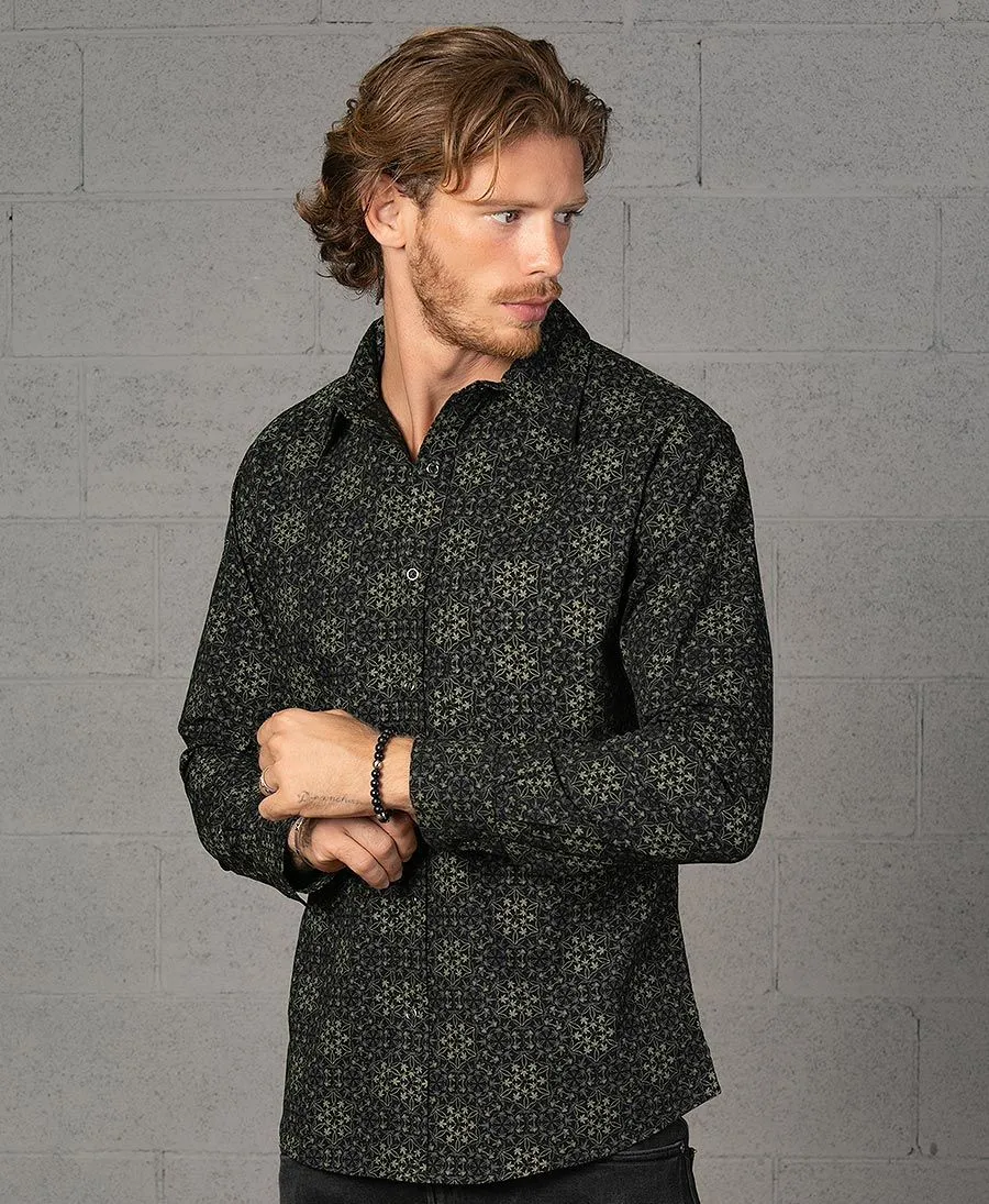 SOL - Seed Of Life  - "Hempi" LS Button Up - Black