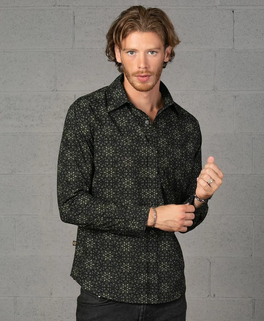 SOL - Seed Of Life  - "Hempi" LS Button Up - Black