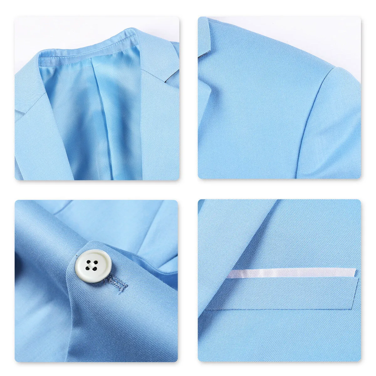 Stylish 3-Piece Light Blue Slim Fit Suit