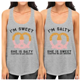 Sweet And Salty BFF Matching Grey Tank Tops