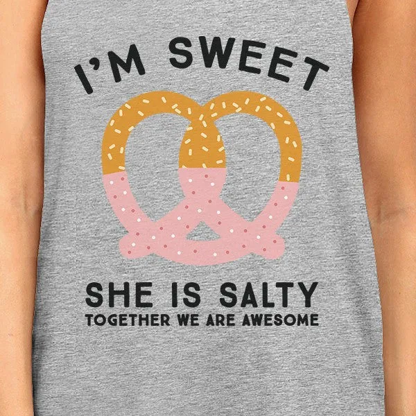 Sweet And Salty BFF Matching Grey Tank Tops