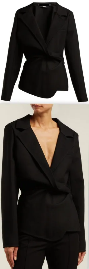 'Veste Baija' Double-Breasted Drape Wool Jacket